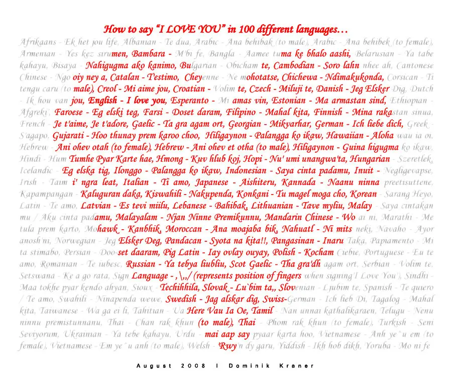 How To Say I Love You In 100 Languages Friendship Quotes A Large 